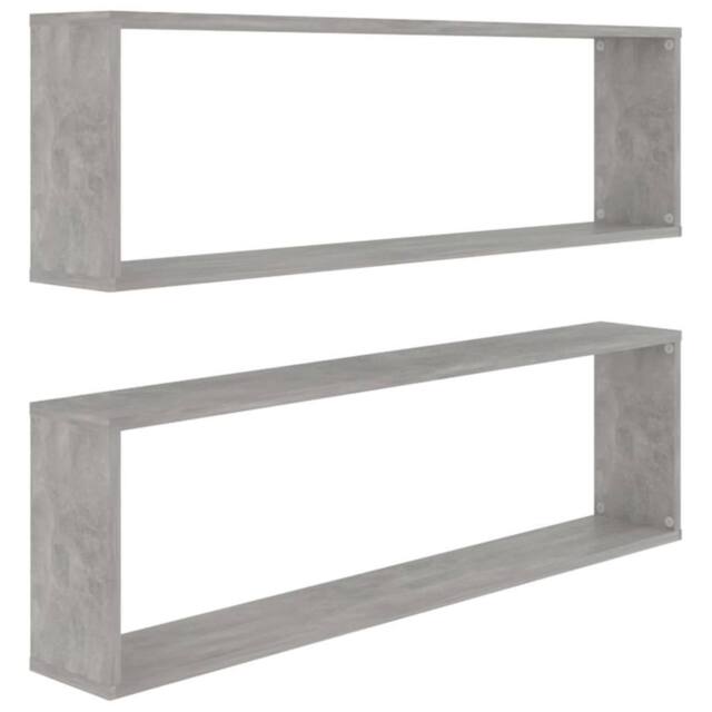 Berkfield Home Wall Cube Shelf 2 pcs Concrete Grey 100x15x30 cm Engineered Wood - Size: 100 x 15 x 30 cm - image 1