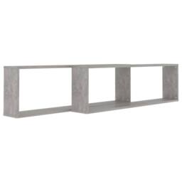 Berkfield Home Wall Cube Shelf 2 pcs Concrete Grey 100x15x30 cm Engineered Wood - Size: 100 x 15 x 30 cm - thumbnail 4