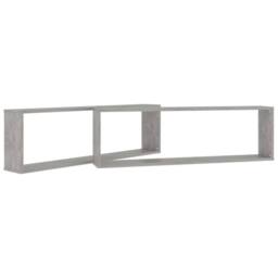 Berkfield Home Wall Cube Shelf 2 pcs Concrete Grey 100x15x30 cm Engineered Wood - Size: 100 x 15 x 30 cm - thumbnail 5