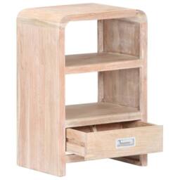 Berkfield Home Beautiful Bedside Table 40x30x60 cm Solid Acacia Wood in Light Sand - Size: 40 x 30 x 60 cm - thumbnail 3