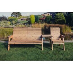Churnet Valley Garden Furniture Ltd Valley 4 Seat Set 1XC 1X3B Straight Tray - Timber - Fully Assembled in Brown - thumbnail 1
