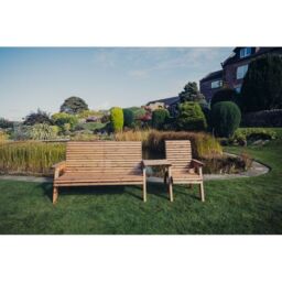 Churnet Valley Garden Furniture Ltd Valley 4 Seat Set 1XC 1X3B Straight Tray - Timber - Fully Assembled in Brown - thumbnail 2