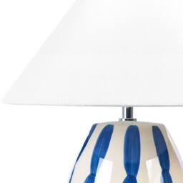 Wyld and Coco Ceramic Table Lamp 41cm - Beige Blue White Cone Shade Handmade - thumbnail 5