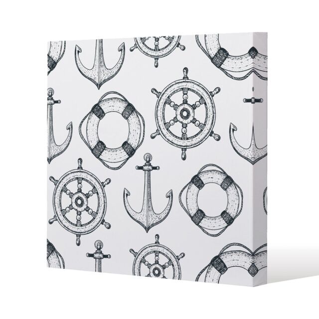 Benjamin Tate Design Anchor & Wheel (Canvas Print) / 77 x 77 x 4cm in Natural - Size: 77 x 77 x 4 cm - image 1