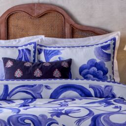 Paoletti Azzurro Printed 100% Cotton Duvet Cover Set in Blue - Size: Super King - thumbnail 3