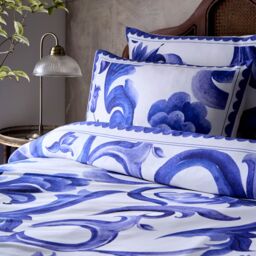 Paoletti Azzurro Printed 100% Cotton Duvet Cover Set in Blue - Size: Super King - thumbnail 2