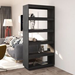Berkfield Home Book Cabinet/Room Divider Grey 80x35x167 cm Solid Pinewood - Size: 80 x 35 x 167 cm - thumbnail 1