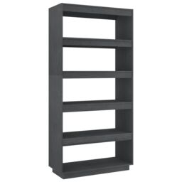 Berkfield Home Book Cabinet/Room Divider Grey 80x35x167 cm Solid Pinewood - Size: 80 x 35 x 167 cm - thumbnail 2