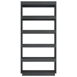Berkfield Home Book Cabinet/Room Divider Grey 80x35x167 cm Solid Pinewood - Size: 80 x 35 x 167 cm - thumbnail 5
