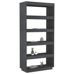 Berkfield Home Book Cabinet/Room Divider Grey 80x35x167 cm Solid Pinewood - Size: 80 x 35 x 167 cm - thumbnail 4