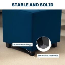 Wyld Haus Dimano Velvet Feel Blue Square Ottoman Diamond Tufted - thumbnail 7