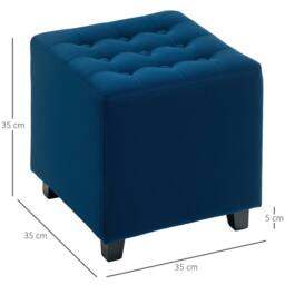 Wyld Haus Dimano Velvet Feel Blue Square Ottoman Diamond Tufted - thumbnail 4