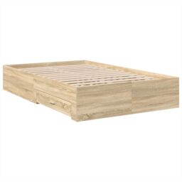 Berkfield Home Bed Frame with Drawers Sonoma Oak 120x190 cm Engineered Wood in Beige - thumbnail 8