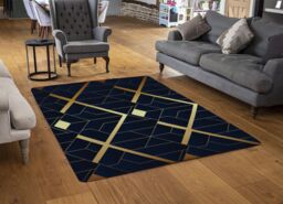 Benjamin Tate Design Luxury Gold Art Deco Rug in Natural - Size: Large - thumbnail 2
