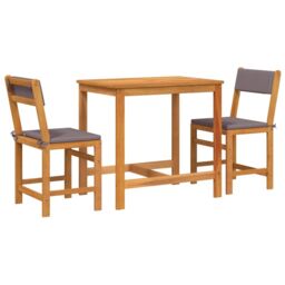 Berkfield Home 3 Piece Balcony Set with Cushions Solid Wood Acacia in Brown - thumbnail 2
