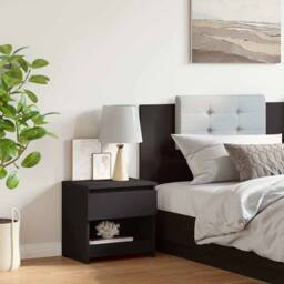Berkfield Home Elegant Bedside Cabinet Black 40x30x39 cm Engineered Wood - Size: 40 x 30 x 39 cm - thumbnail 1
