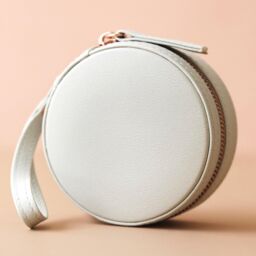 Lisa Angel Women's Grey Mini Round Travel Jewellery Case in Light Grey
