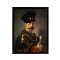 "Artery8 A Polish nobleman Rembrandt van Rijn Framed Canvas Wall Art Print - Size: W12"" x H16""" - thumbnail 1