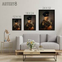 "Artery8 A Polish nobleman Rembrandt van Rijn Framed Canvas Wall Art Print - Size: W12"" x H16""" - thumbnail 4