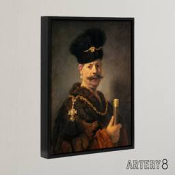 "Artery8 A Polish nobleman Rembrandt van Rijn Framed Canvas Wall Art Print - Size: W12"" x H16""" - thumbnail 2