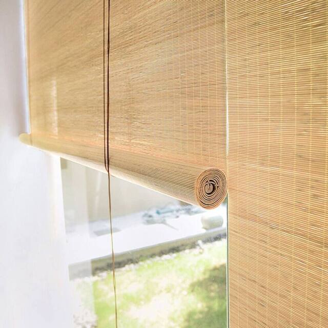 EONLION 80*150cm Roller Blinds Bamboo Window in Brown - Size: 100 cm - image 1