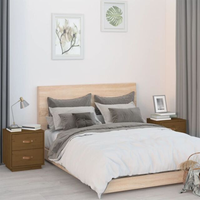 Berkfield Home Bedside Cabinets 2 pcs Honey Brown 40x34x45 cm Solid Wood Pine - Size: 40 x 34 x 45 cm - image 1