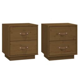 Berkfield Home Bedside Cabinets 2 pcs Honey Brown 40x34x45 cm Solid Wood Pine - Size: 40 x 34 x 45 cm - thumbnail 2