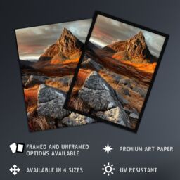 "Artery8 Tryfan Mountain Summit Sunset Wales Snowdonia Framed Art Print in Orange - Size: W12"" x H16""" - thumbnail 2