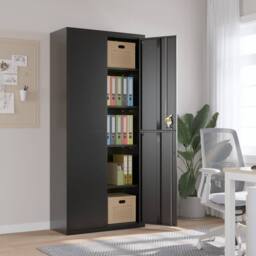 Berkfield Home File Cabinet Black 90x40x200 cm Steel - Size: 90 x 40 x 200 cm - thumbnail 2