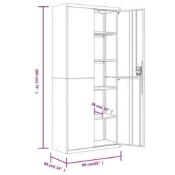 Berkfield Home File Cabinet Black 90x40x200 cm Steel - Size: 90 x 40 x 200 cm - thumbnail 9