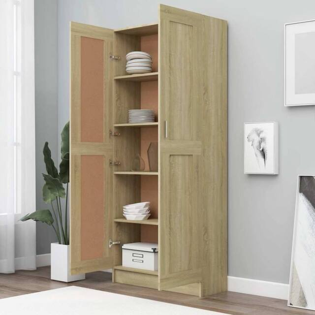 Berkfield Home Classic Book Cabinet Sonoma Oak 82.5x30.5x185.5 cm Engineered Wood in Light Brown - image 1
