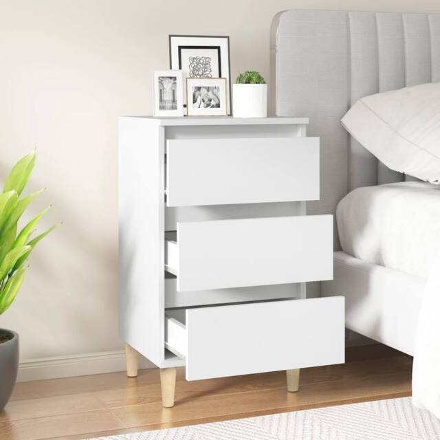 Berkfield Home Classic Bedside Cabinet White 40x35x70 cm Engineered Wood - Size: 40 x 35 x 70 cm - image 1