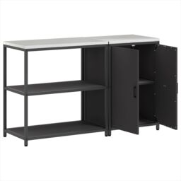 Berkfield Home Kitchen Storage Set with Shelf with Storage with Door Adjustable 2 pcs Black 150 x 50 x 92 cm - thumbnail 7