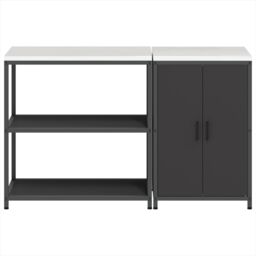 Berkfield Home Kitchen Storage Set with Shelf with Storage with Door Adjustable 2 pcs Black 150 x 50 x 92 cm - thumbnail 8