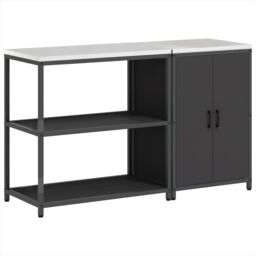 Berkfield Home Kitchen Storage Set with Shelf with Storage with Door Adjustable 2 pcs Black 150 x 50 x 92 cm - thumbnail 2