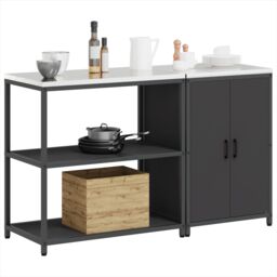 Berkfield Home Kitchen Storage Set with Shelf with Storage with Door Adjustable 2 pcs Black 150 x 50 x 92 cm - thumbnail 3