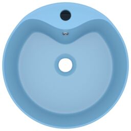 Berkfield Home Luxury Wash Basin with Overflow Matt Light Blue 36x13 cm Ceramic - thumbnail 3