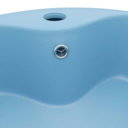 Berkfield Home Luxury Wash Basin with Overflow Matt Light Blue 36x13 cm Ceramic - thumbnail 5
