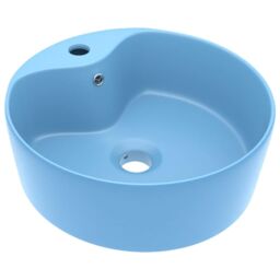 Berkfield Home Luxury Wash Basin with Overflow Matt Light Blue 36x13 cm Ceramic - thumbnail 2