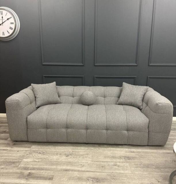 Stratus Interiors Boucle Teddy Fabric Bubble Sofa for Livingroom in Grey - image 1