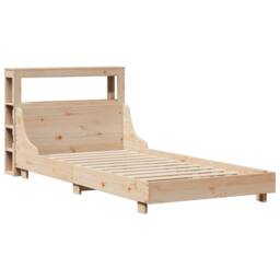 Berkfield Home Decorative Bed Frame without Mattress 90x190 cm Single Solid Wood Pine in Light Tan - thumbnail 1