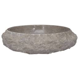 Berkfield Home Sink Grey √ò40x12 cm Marble - Size: 40x12 cm