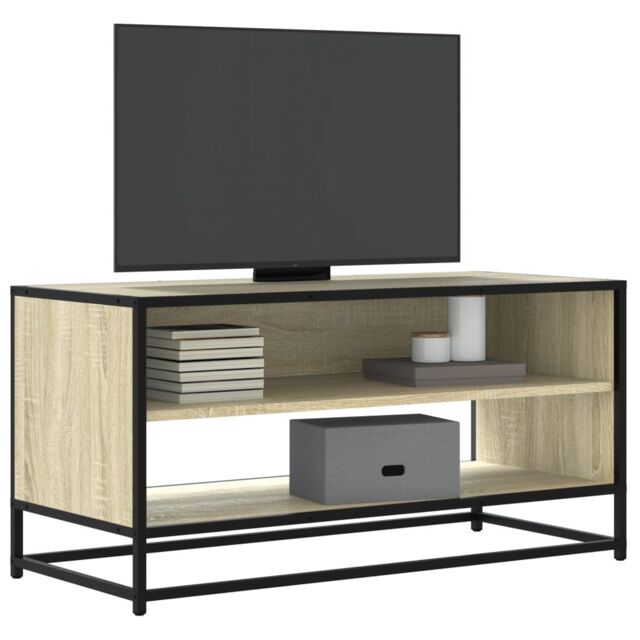 Berkfield Home TV Cabinet Sonoma Oak 91x40x46 cm Engineered Wood & Metal in Brown - Size: 91 x 40 x 46 cm - image 1