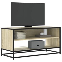 Berkfield Home TV Cabinet Sonoma Oak 91x40x46 cm Engineered Wood & Metal in Brown - Size: 91 x 40 x 46 cm - thumbnail 1