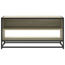 Berkfield Home TV Cabinet Sonoma Oak 91x40x46 cm Engineered Wood & Metal in Brown - Size: 91 x 40 x 46 cm - thumbnail 4