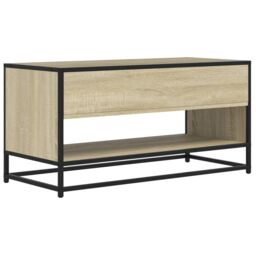 Berkfield Home TV Cabinet Sonoma Oak 91x40x46 cm Engineered Wood & Metal in Brown - Size: 91 x 40 x 46 cm - thumbnail 6