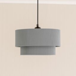 ValueLights Mason Ruched Crinkle Fabric 2 Tier Ceiling Floor Table Lamp Shade with LED Bulb in Dark Grey - thumbnail 3