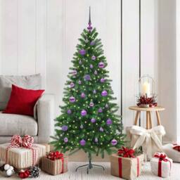 Berkfield Home Christmas Tree with 150 LEDs with Stand Green 150 cm PE - thumbnail 1