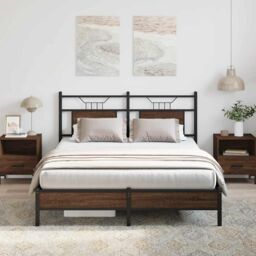 Berkfield Home Bed Frame without Mattress Brown Oak 140x190 cm Engineered Wood - thumbnail 5