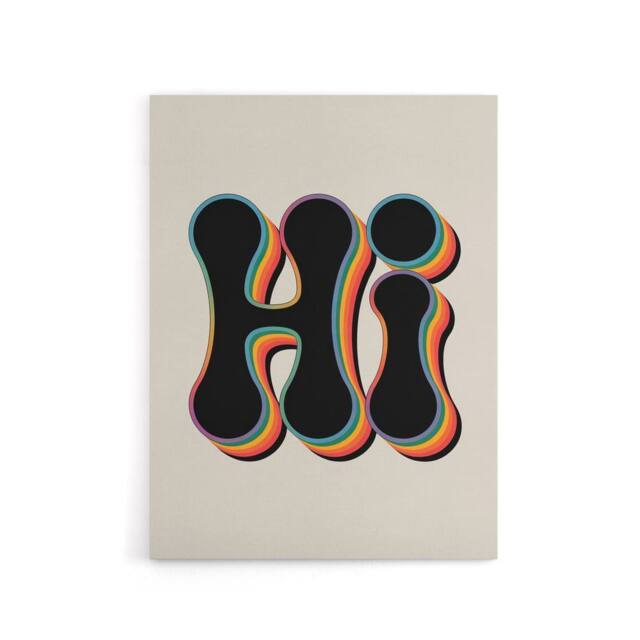 "Artery8 Hi Midcentury Modern Rainbow Font Typography Canvas Wall Art Print - Size: W18"" x H24""" - image 1